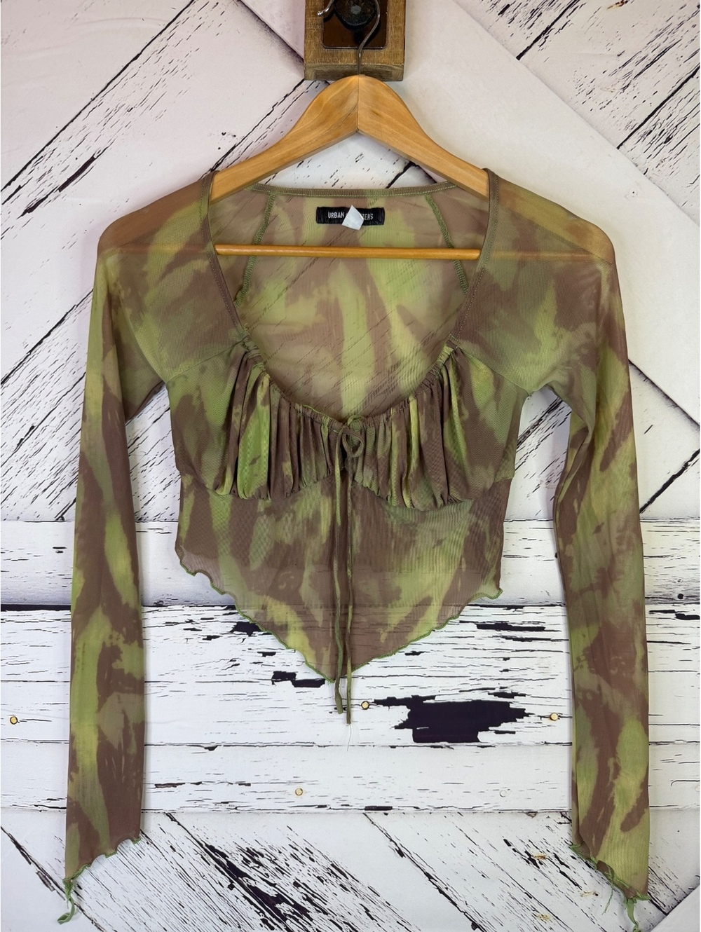 Urban Outfitters Y2K Fairy Indie Clara Mesh Long Sleeve Babydoll Top Women Small